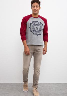 Erkek Gri Melanj Bisiklet Yaka Sweatshirt - 50208657029