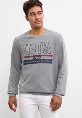 Erkek Gri Melanj Bisiklet Yaka Sweatshirt - 50208668029