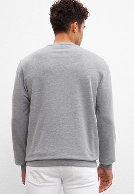 Erkek Gri Melanj Bisiklet Yaka Sweatshirt - 50208668029