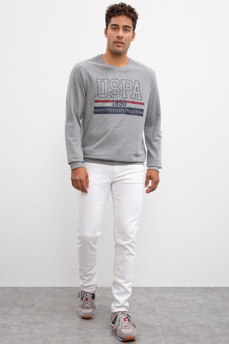 Erkek Gri Melanj Bisiklet Yaka Sweatshirt - 50208668029