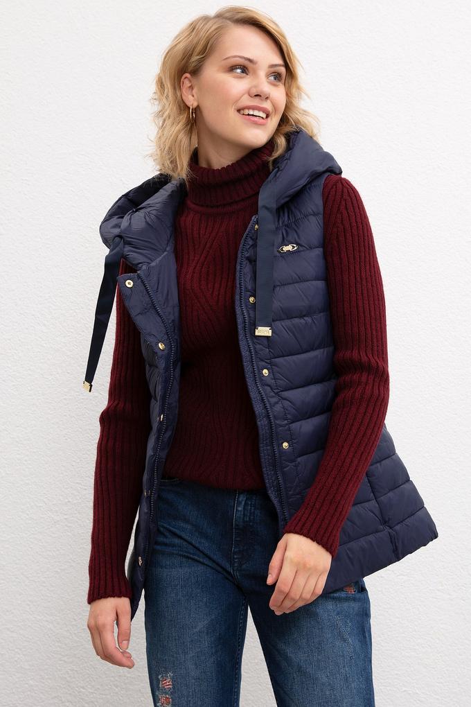 Kadın Lacivert Dokuma Yelek