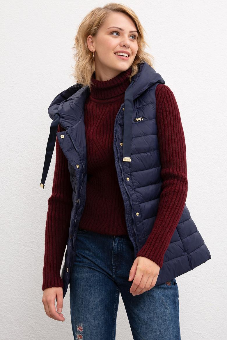 Kadın Lacivert Dokuma Yelek