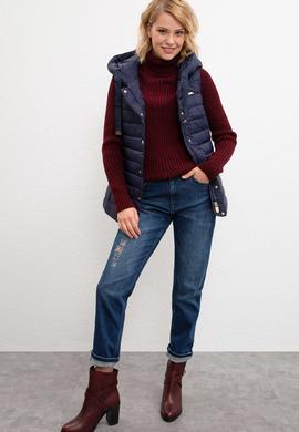 Kadın Lacivert Dokuma Yelek - 50211370010