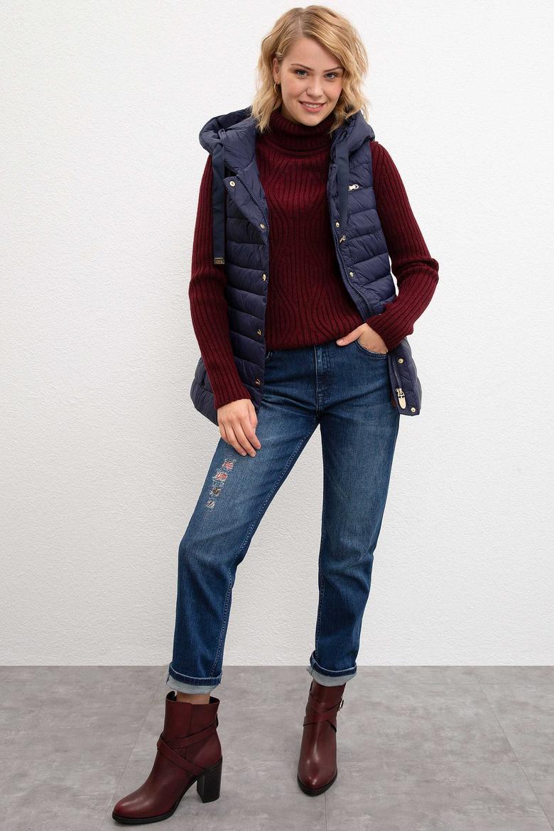 Kadın Lacivert Dokuma Yelek - 50211370010