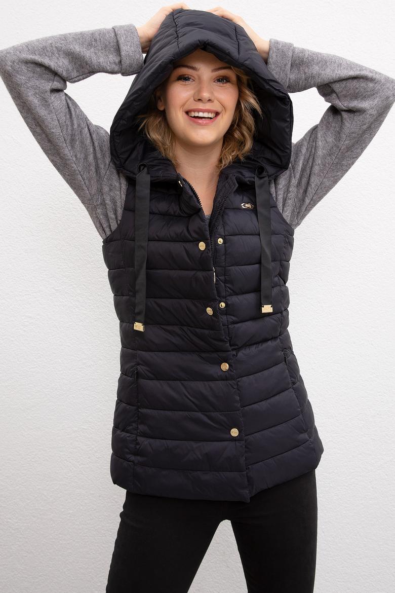 Kadın Siyah Dokuma Yelek