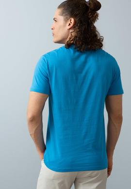 Erkek İndigo Bisiklet Yaka T-Shirt - 50199701025