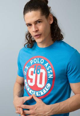 Erkek İndigo Bisiklet Yaka T-Shirt - 50199701025