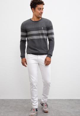 Erkek Gri Melanj Bisiklet Yaka Triko Kazak - 50205674001