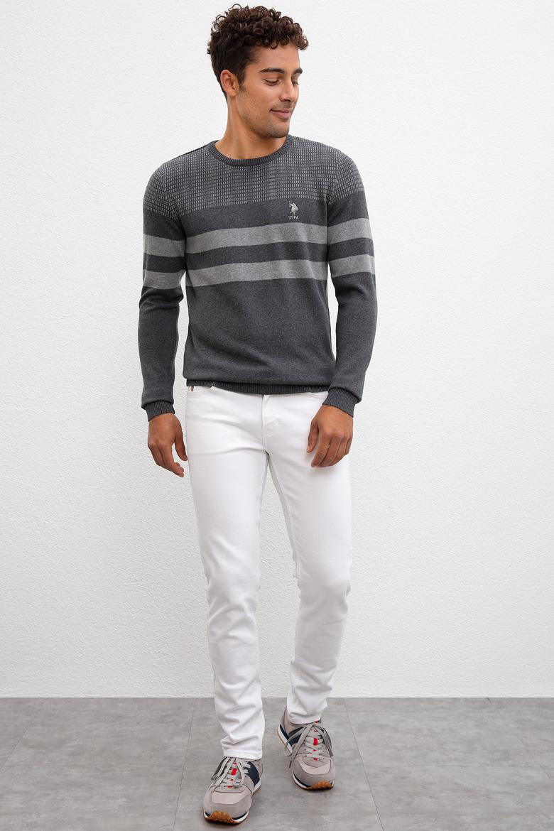 Erkek Gri Melanj Bisiklet Yaka Triko Kazak - 50205674001