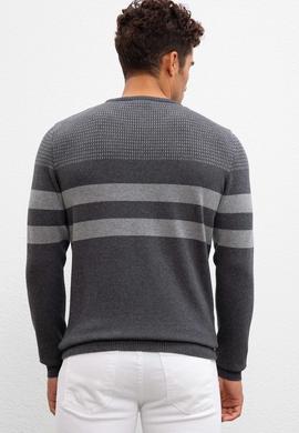 Erkek Gri Melanj Bisiklet Yaka Triko Kazak - 50205674001