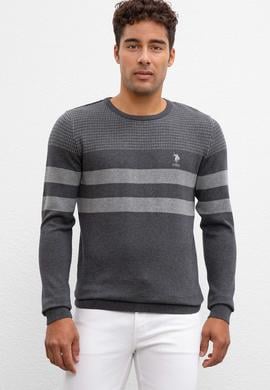 Erkek Gri Melanj Bisiklet Yaka Triko Kazak - 50205674001