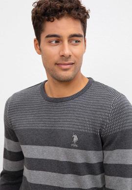 Erkek Gri Melanj Bisiklet Yaka Triko Kazak - 50205674001