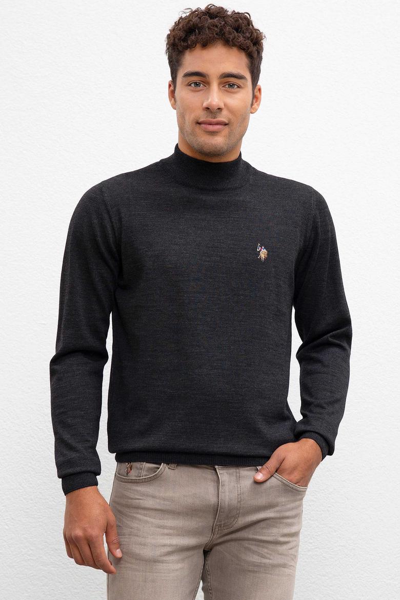 Erkek Antrasit Balıkçı Yaka Triko Kazak Basic - 50206684027