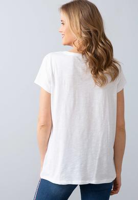 Kadın Beyaz Bisiklet Yaka T-Shirt - 50204160012