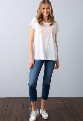 Kadın Beyaz Bisiklet Yaka T-Shirt - 50204160012