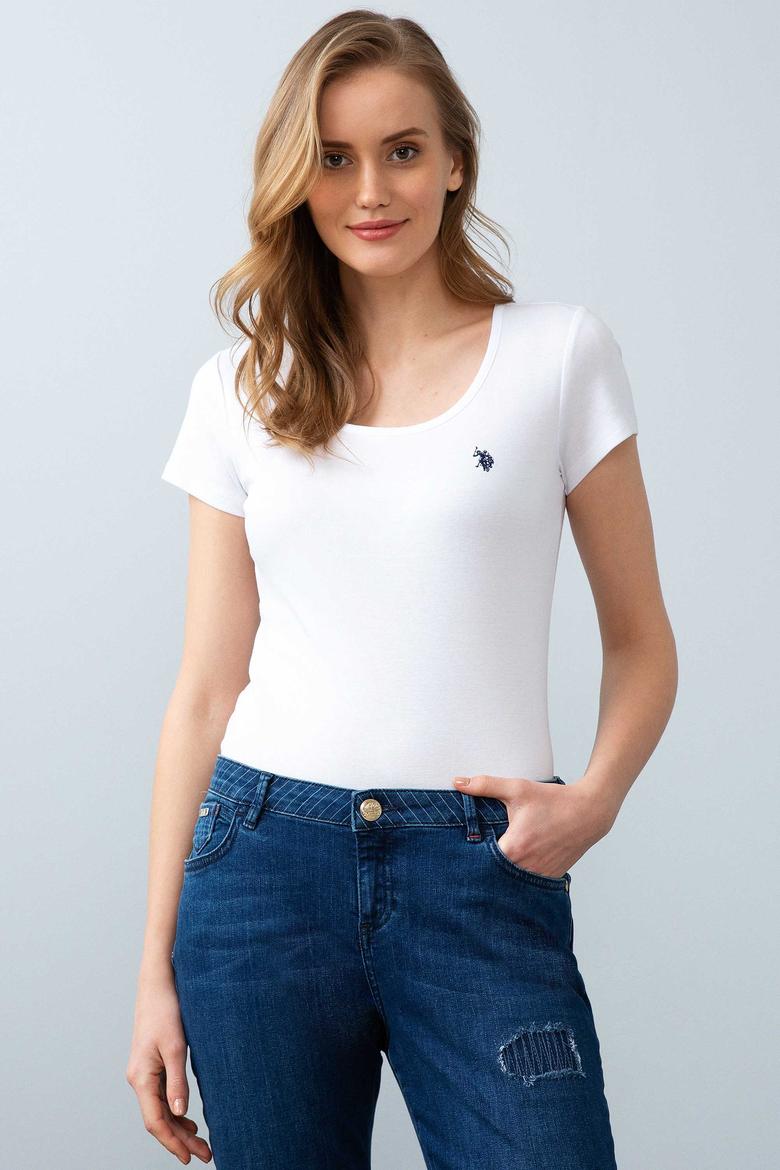 Kadın Beyaz Basic Tişört - 50204841078