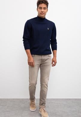 Erkek Lacivert Balıkçı Yaka Triko Kazak Basic - 50206684009