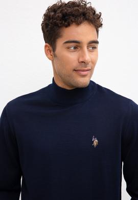 Erkek Lacivert Balıkçı Yaka Triko Kazak Basic - 50206684009