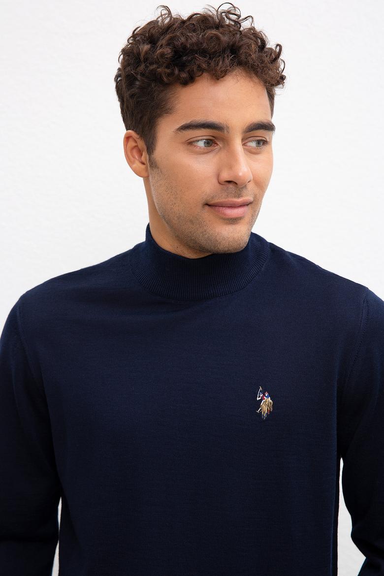 Erkek Lacivert Balıkçı Yaka Triko Kazak Basic - 50206684009