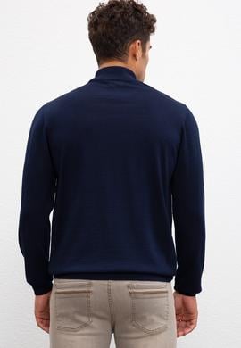 Erkek Lacivert Balıkçı Yaka Triko Kazak Basic - 50206684009