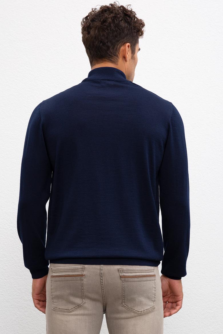Erkek Lacivert Balıkçı Yaka Triko Kazak Basic - 50206684009