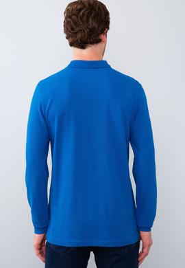 Erkek Kobalt Polo Yaka Sweatshirt Basic - 50209199116