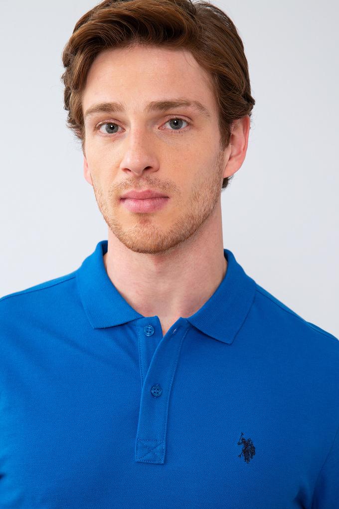 Erkek Kobalt Polo Yaka Sweatshirt Basic