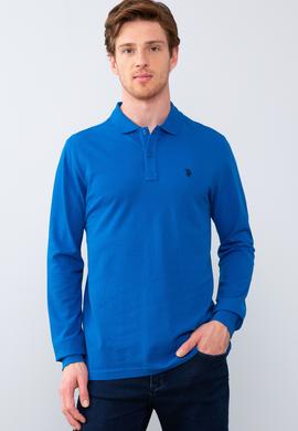 Erkek Kobalt Polo Yaka Sweatshirt Basic - 50209199116