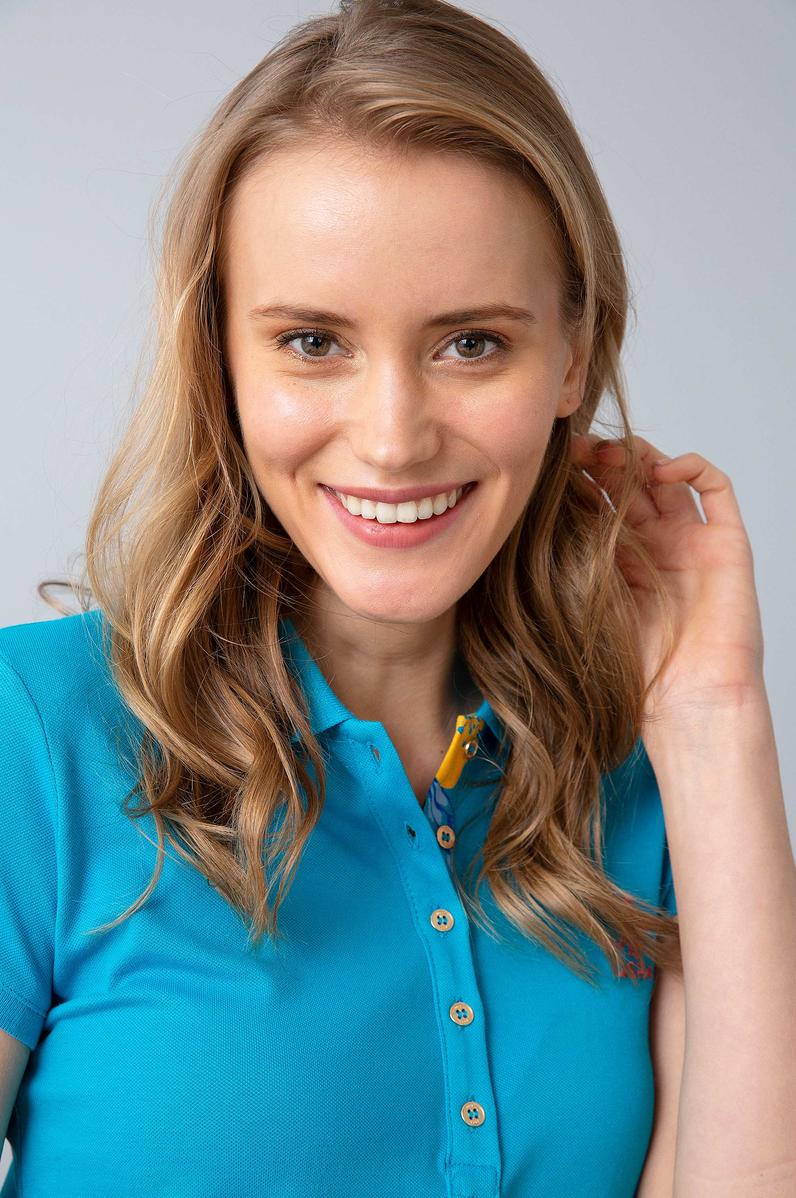 Kadın Mavi Polo Yaka T-Shirt