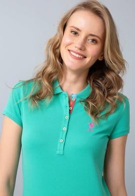 Kadın Mint Polo Yaka Basic Tişört - 50198886105