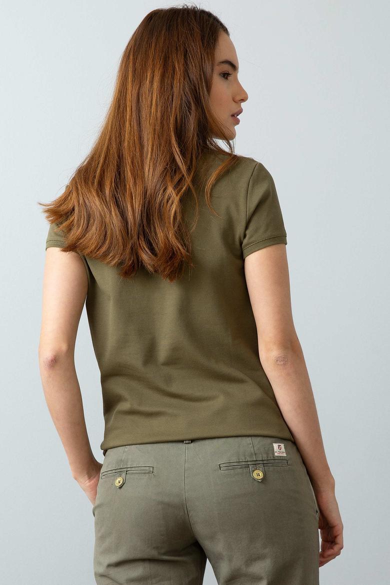 Kadın Haki Polo Yaka T-Shirt - 50198886129
