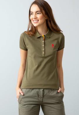 Kadın Haki Polo Yaka T-Shirt - 50198886129