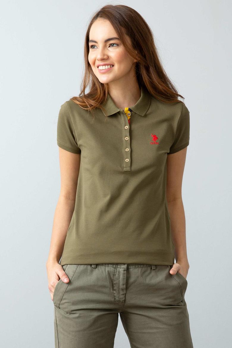 Kadın Haki Polo Yaka T-Shirt - 50198886129