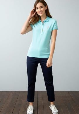 Kadın Mavi Polo Yaka T-Shirt - 50198886153