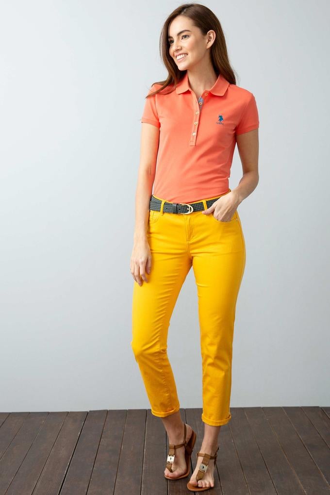 Kadın Somon Polo Yaka T-Shirt