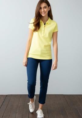 Kadın Sarı Basic Polo Yaka Tişört - 50198886247