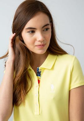 Kadın Sarı Basic Polo Yaka Tişört - 50198886247