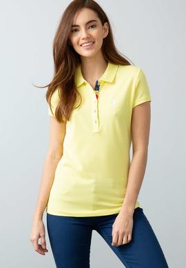 Kadın Sarı Basic Polo Yaka Tişört - 50198886247