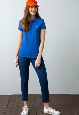 Kadın Mavi Polo Yaka T-Shirt - 50202756081