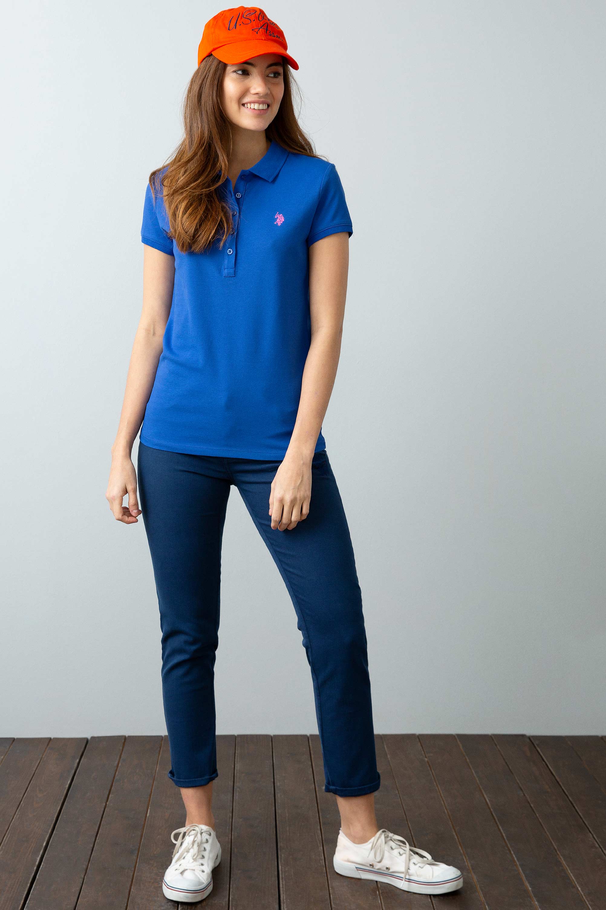 Kadın Mavi Polo Yaka T-Shirt - Image 1