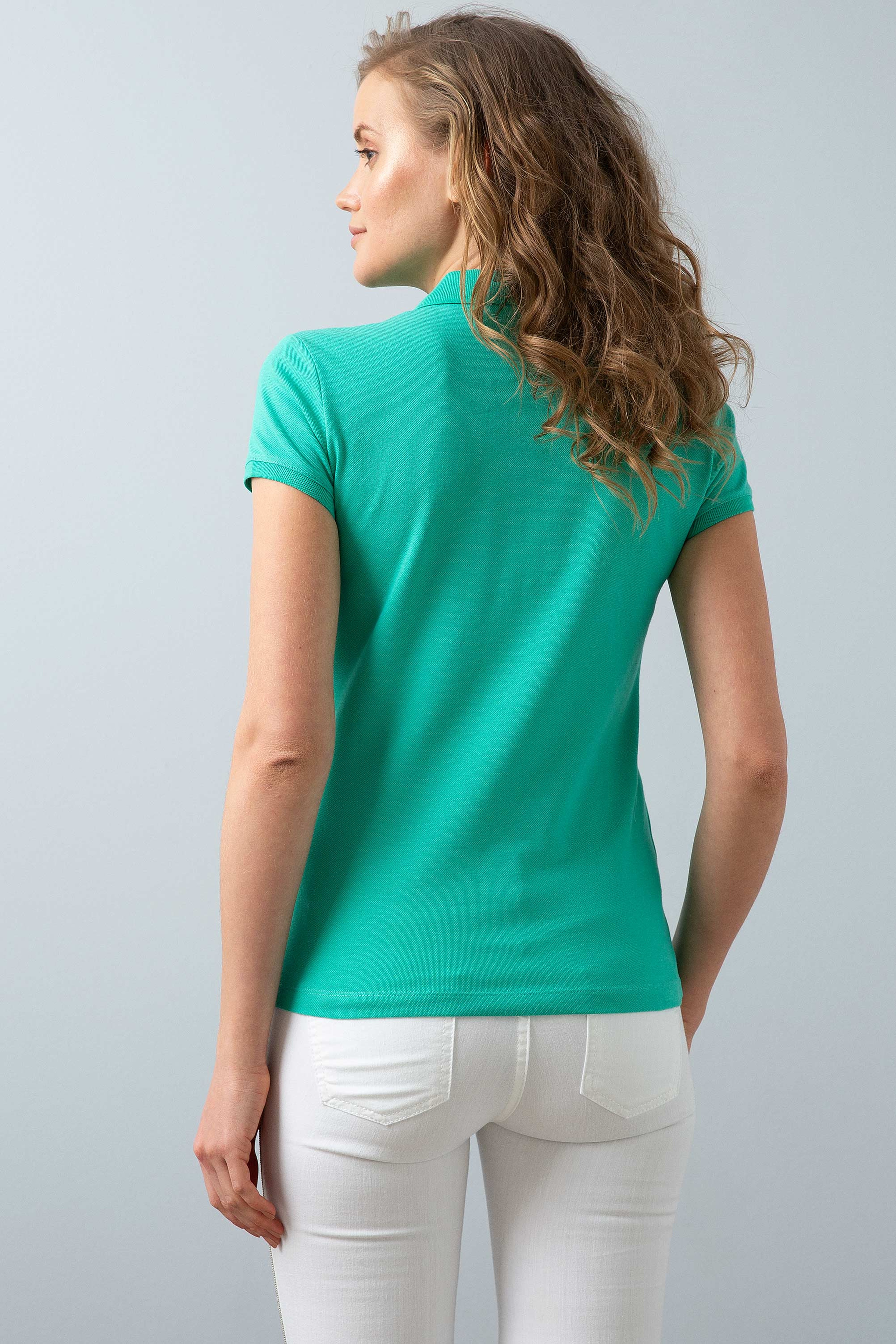 Kadın Mint Basic Polo Yaka Tişört - Image 4