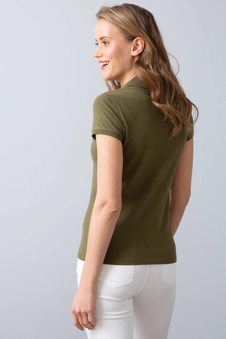 Kadın Haki Polo Yaka T-Shirt - 50202756153