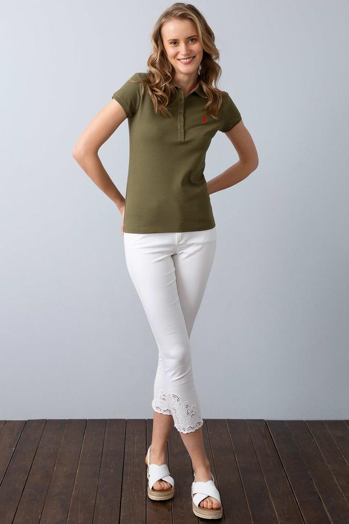Kadın Haki Polo Yaka T-Shirt