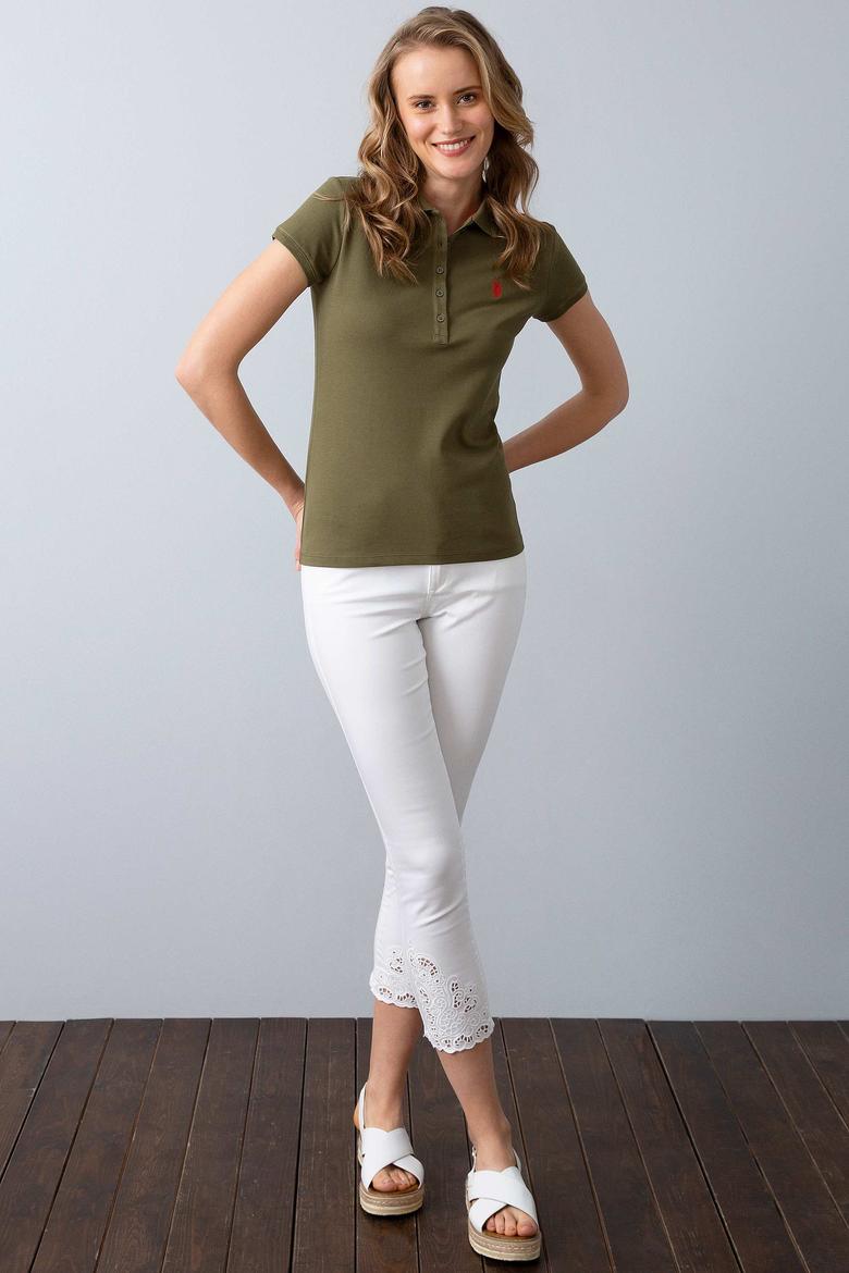 Kadın Haki Polo Yaka T-Shirt