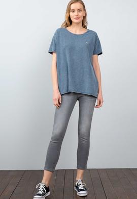 Kadın Lacivert Bisiklet Yaka T-Shirt - 50202759005