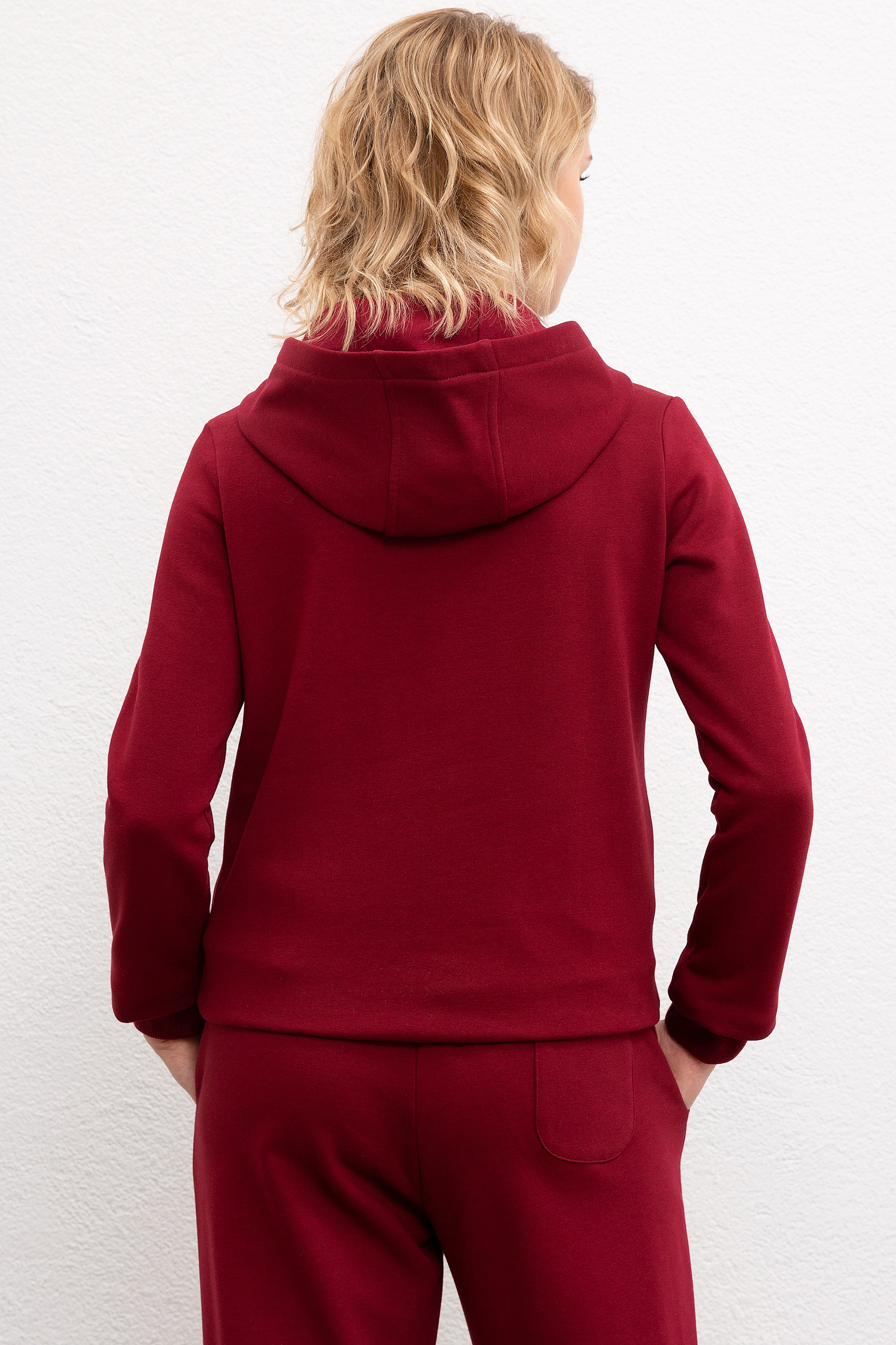 Kadın Kırmızı Sweatshirt Basic - Image 3