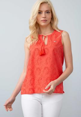 Kadın Kırmızı V - Yaka Kolsuz Tişört - 50202062013