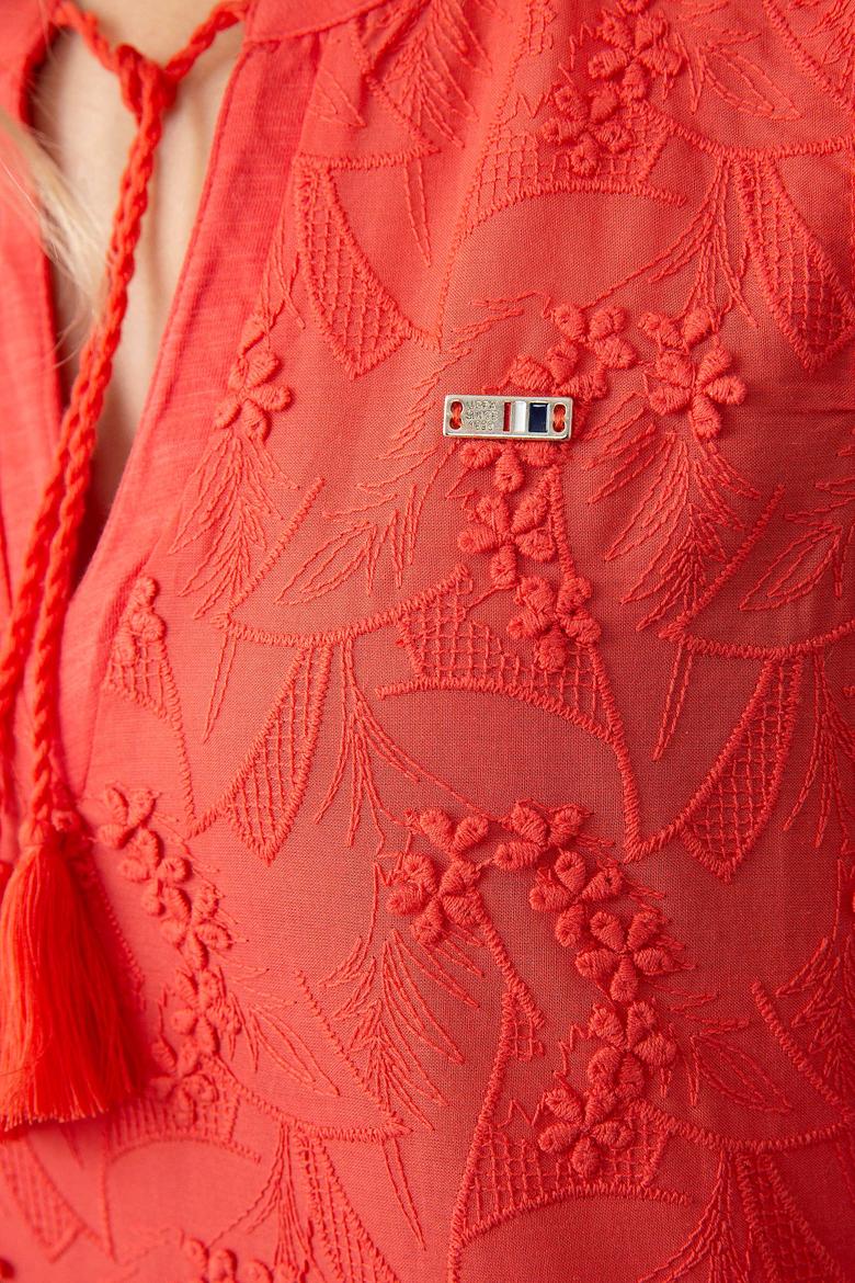 Kadın Kırmızı V - Yaka Kolsuz Tişört - 50202062013