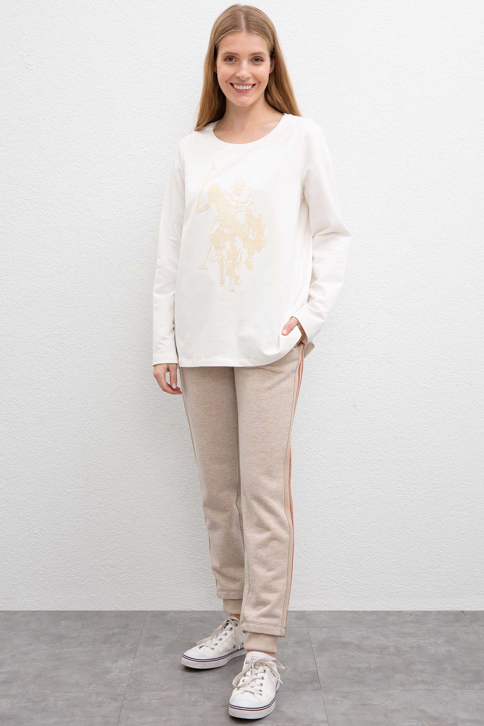 Kadın Ekru Sweatshirt - Image 4