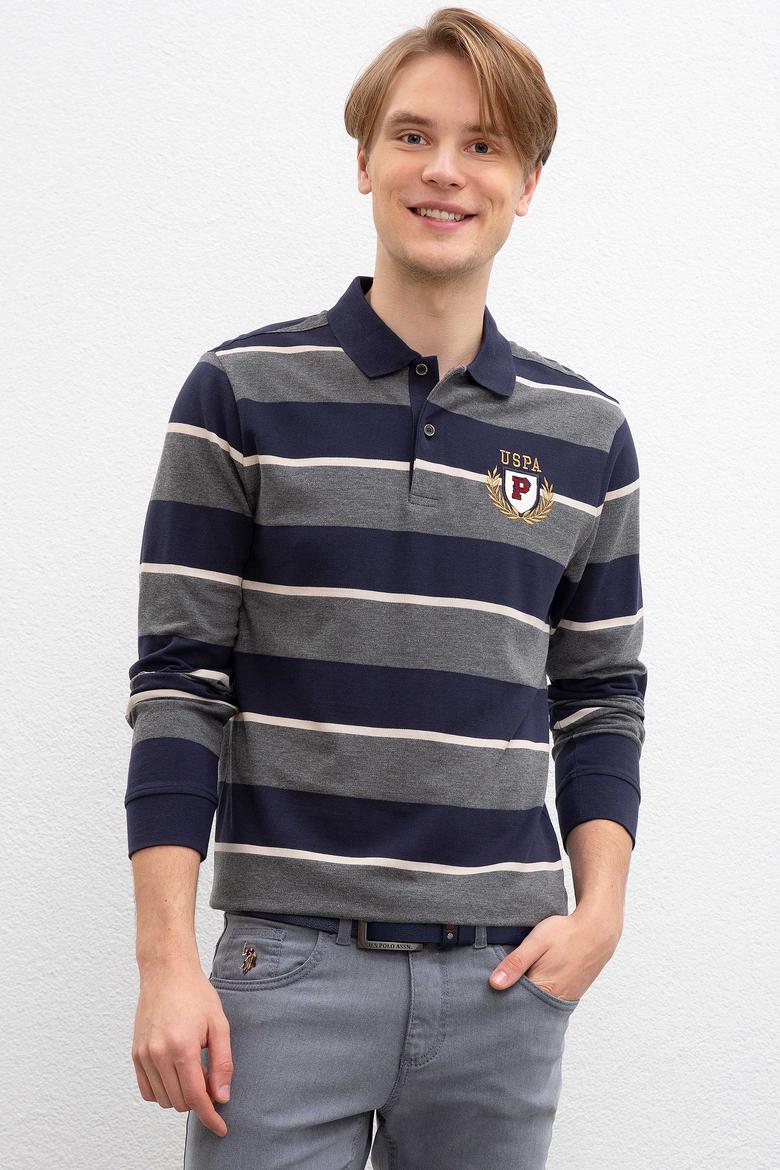Erkek Lacivert Polo Yaka Sweatshirt - 50207477029